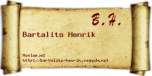 Bartalits Henrik névjegykártya